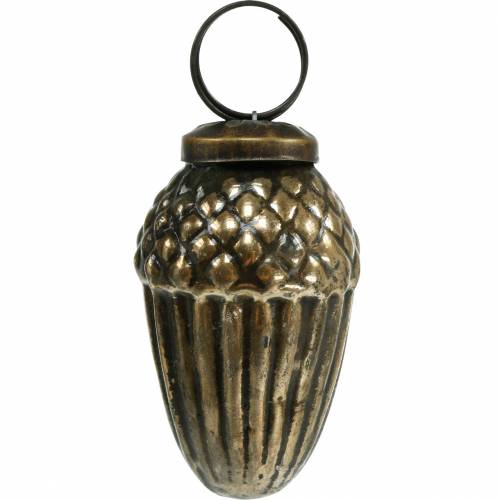 Floristik24 Kerstboomversiering glas eikels om op te hangen bruin, goud 6cm 3st