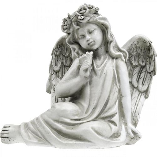 Floristik24 Graf engel zittend Grafdecoratie engel 20×14×20cm