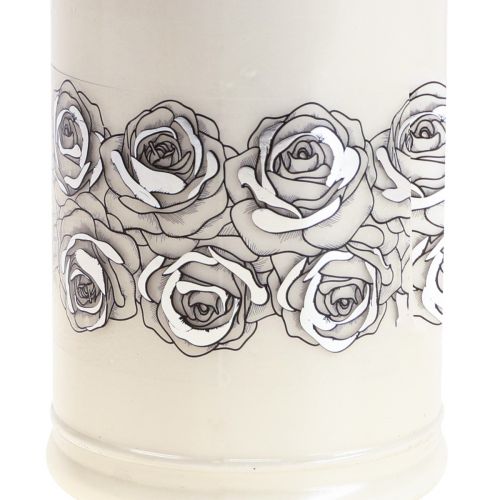 Artikel Grafkaars witte rozen zilver rouwlicht Ø7cm H18cm 77h