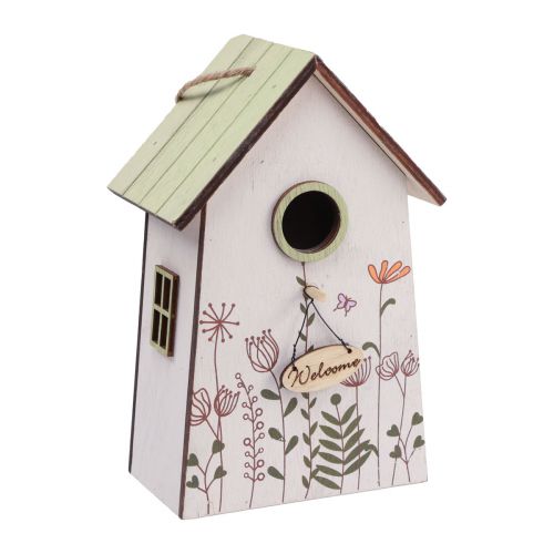 Artikel Hangdecoratie lentedecoratie vogelhuisje decoratie nestkast groen wit 19cm