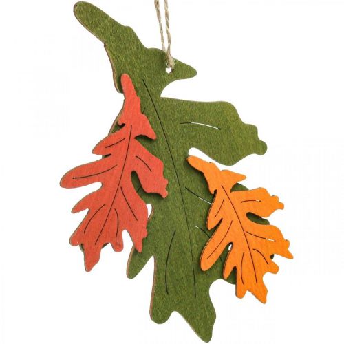 Artikel Herfst decoratieve hanger hout bladeren eikenblad 17cm 6st