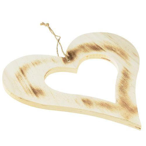 Artikel Decoratief hart houten sierhart in hartverbrand naturel 25x25cm