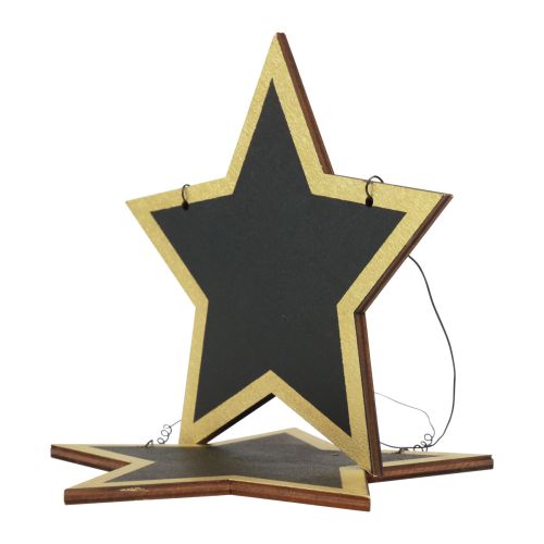 Artikel Houten sterren zwart goud decoratieve hangers Kerst Ø15cm 8st