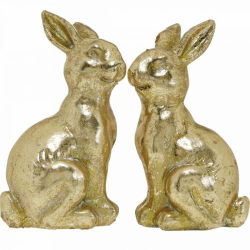 Artikel Bunny goud decoratie zittend antiek look Paashaas H12.5cm 2st