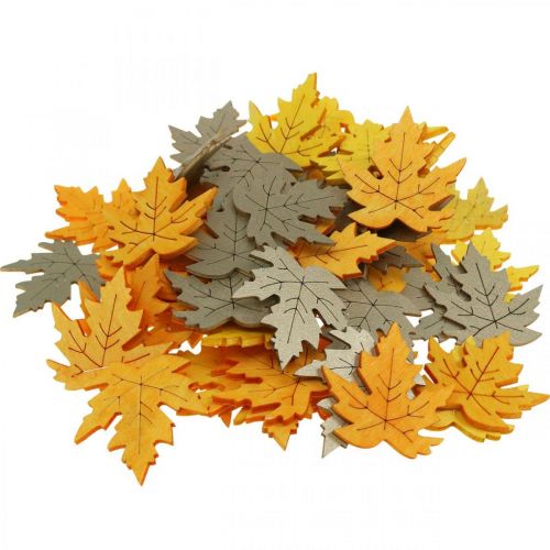 Artikel Strooidecoratie herfst, esdoornbladeren, herfstbladeren goud, oranje, geel 4cm 72 st