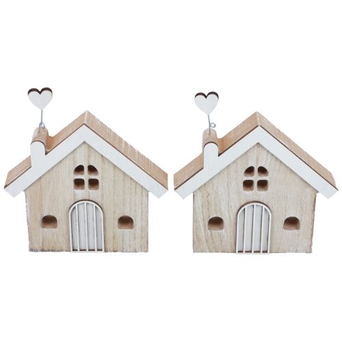 Artikel Houten huis decoratieve huistafelstandaard hout 16,5 cm 2 st