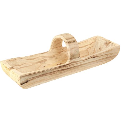 Houten mandmand met handvat Paulowniahout 56×16cm H16cm