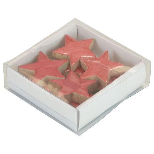 Artikel Houten sterrendecoratie Kerstdecoratie sterren roze glans Ø5cm 8 st