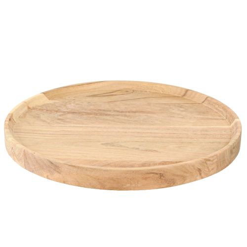 Floristik24 Rond houten dienblad van natuurlijk acaciahout Ø30cm H2,5cm