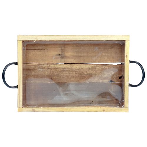 Artikel Houten dienblad met handgrepen decoratief dienblad naturel zwart 40×27,5×5cm