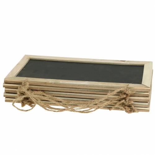 Artikel Leisteen met houten rand om op te hangen naturel 30x15cm 5st