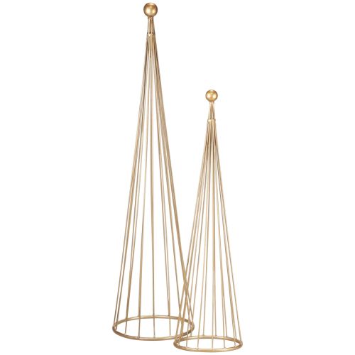 Floristik24 Kerstboom metalen decoratie gouden kegels H62/83cm set van 2