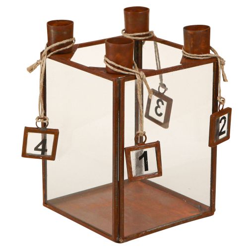 Floristik24 Kaarshouder Advent voor vulling roest metaal 10×10×15,5cm