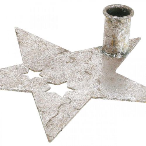 Artikel Metalen decoratie ster, taps toelopende kandelaar voor kerst zilver, antiek look 20cm × 19.5cm