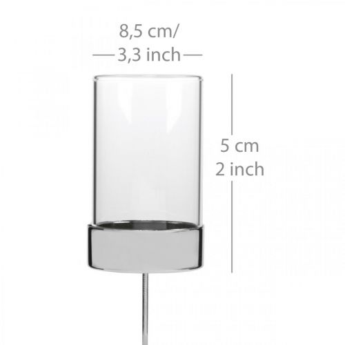 Artikel Kaarsenhouder om in te steken metaal/glas Ø5cm H14cm 4 st