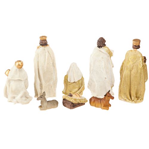 Artikel Kerststalfiguren set 8 figuren crème goud handgeschilderd 6-12,5cm