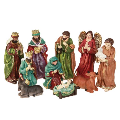 Kerststalfiguren handbeschilderd polyresin 5,5-12cm 10st