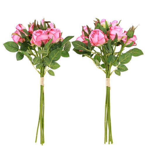 Artikel Kunstrozen in een bos kunstbloemen roze 36 cm 6 stuks × 2 delen