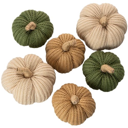 Artikel Decoratieve gebreide pompoenen, herfstdecoratie, 10 cm, 6 stuks