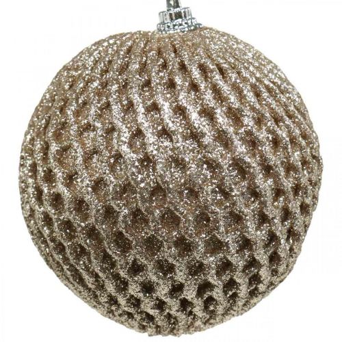 Artikel Kerstbal champagne honingraat boombol Ø8cm 6st