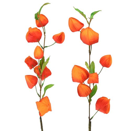 Kunstbloem oranje lantaarnbloem Physalis decoratieve zijden bloemen 93cm 2 st