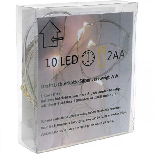 Artikel LED lichtketting 10 stuks voor batterijen warm wit