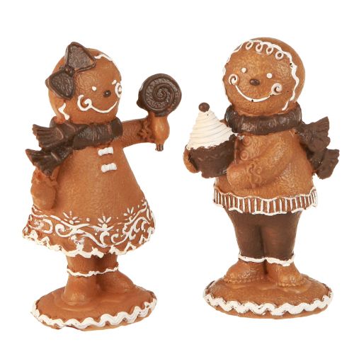 Floristik24 Peperkoekmannetje Peperkoekvrouw Kerst Bruin H11cm 2st