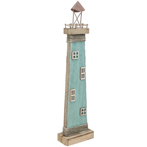 Vuurtoren antieke look maritieme tafeldecoratie hout blauw 40,5cm