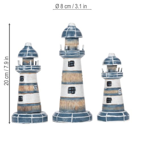 Artikel Vuurtoren Decoraties in maritieme stijl voor woonkamer en terras – set van 3 stuks 20 cm