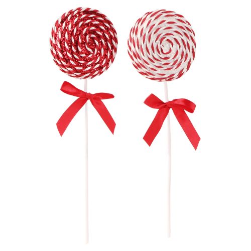 Lollipop kerstversiering rood wit lolly foam H30cm 2st