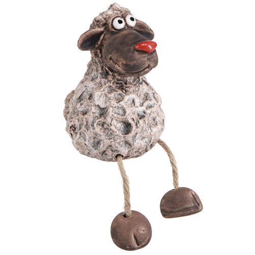 Grappige decoratieve schapen Paasrandkruk bruin H15cm 3 st