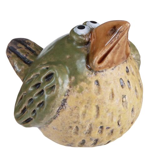 Grappige vogel keramiek decoratie lentegroen 9×7,5×6,5cm 3 st