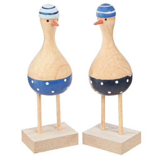 Maritieme decoratieve meeuwen van hout blauw donkerblauw H14cm 6 st