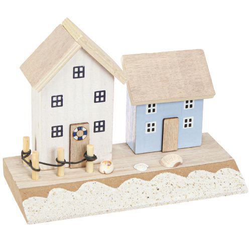 Maritieme decoratie strandhuisschelpen naturel blauw H12cm 4 st