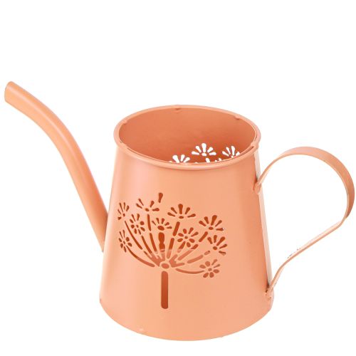 Metalen decoratieve gieter met paardenbloem oranje H12cm 2st