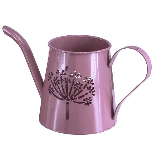 Floristik24 Metalen decoratieve gieter met paardenbloem roze H12cm 2st