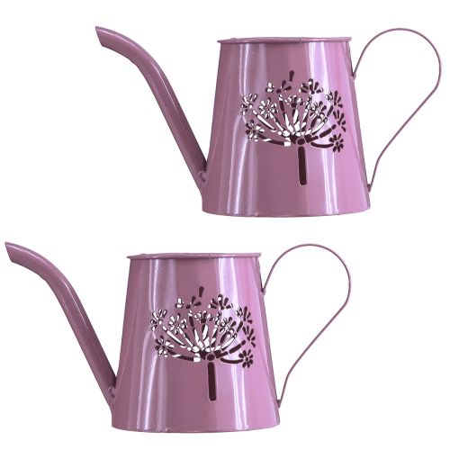 Artikel Metalen decoratieve gieter met paardenbloem roze H12cm 2st