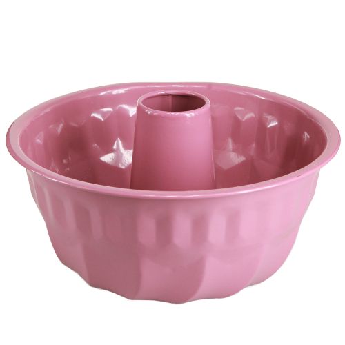 Metalen sierschaal bakvorm Gugelhupf roze Ø23cm H12cm