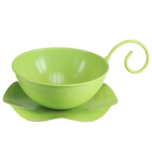 Metalen sierkop appelgroen met schotel H8cm Ø11,5cm 2st