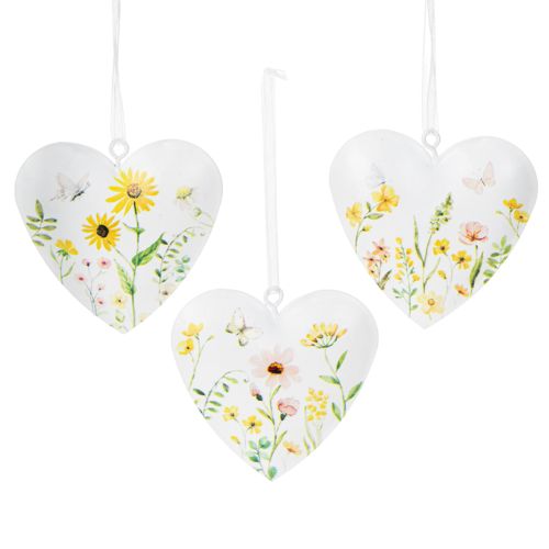 Artikel Hartvormige hangers met bloemenmotieven als wanddecoratie, 7 cm, 6 stuks