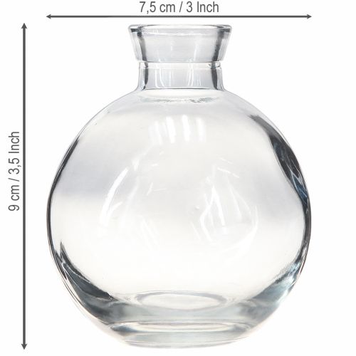 Artikel Mini glazen vazen bolvormig blauw getint Ø7,5cm H9cm 6 stuks
