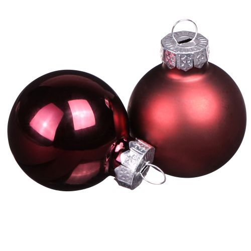 Mini glazen bollen voor Kerstmis in Berry Ø3cm 22 st