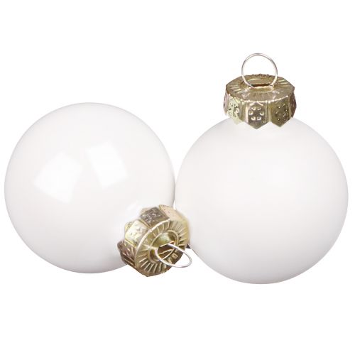 Floristik24 Mini kerstballen wit glas emaille Ø3cm 22 st