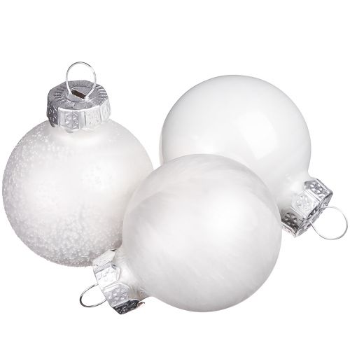 Floristik24 Mini kerstballen in witte winterdecoratie Ø3cm 22 st