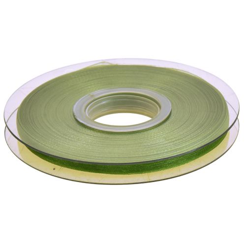 Artikel Organza lint groen cadeaulint geweven rand olijfgroen 6mm 50m