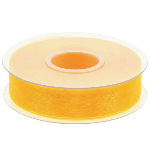 Artikel Organza lint cadeaulint geel lint zelfkant 25mm 50m