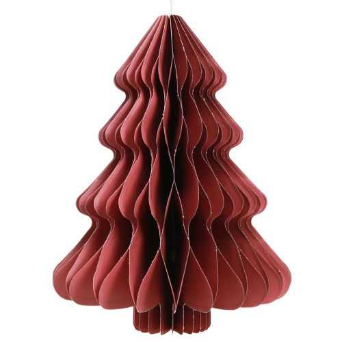 Papieren kerstboom om op te hangen Bordeaux H40cm 2st