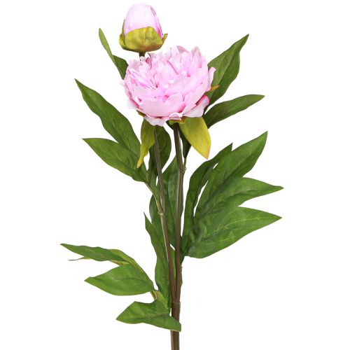 Pioen kunstbloemen roze met lange steel 70cm 3st