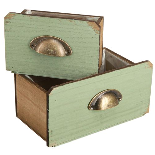 Plantenbak houten lades decoratie 22/18cm set van 2 stuks