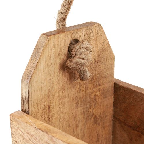 Artikel Plantenbak hout met handvat vierkant naturel jute 27x12x17cm